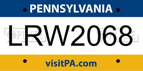 LRW2068 Pennsylvania License Plate
