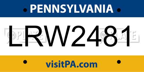 LRW2481 Pennsylvania License Plate