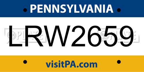 LRW2659 Pennsylvania License Plate