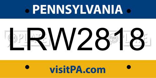 LRW2818 Pennsylvania License Plate