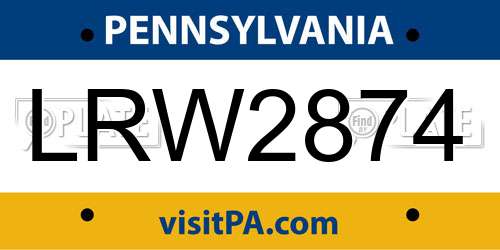 LRW2874 Pennsylvania License Plate