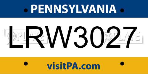 LRW3027 Pennsylvania License Plate