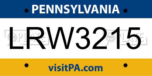LRW3215 Pennsylvania License Plate