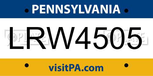 LRW4505 Pennsylvania License Plate