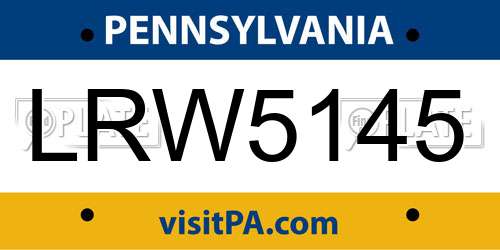 LRW5145 Pennsylvania License Plate
