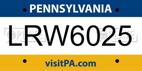 LRW6025 Pennsylvania License Plate