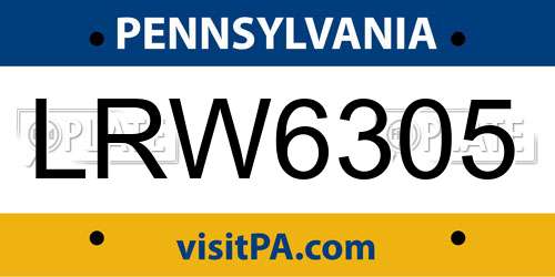 LRW6305 Pennsylvania License Plate