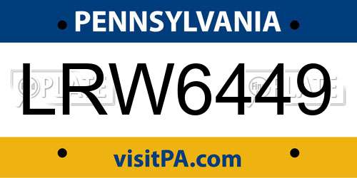 LRW6449 Pennsylvania License Plate