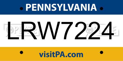 LRW7224 Pennsylvania License Plate