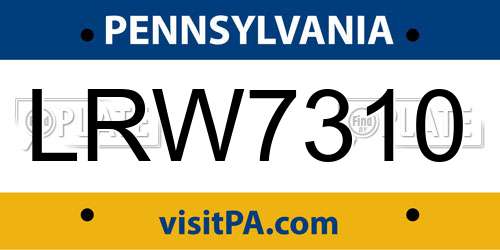 LRW7310 Pennsylvania License Plate