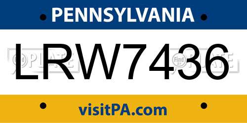 LRW7436 Pennsylvania License Plate