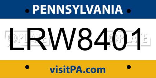 LRW8401 Pennsylvania License Plate