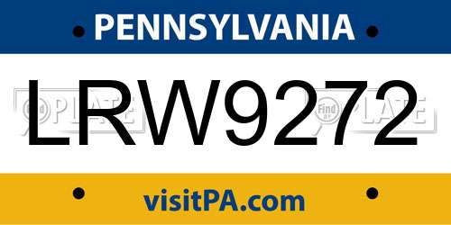 LRW9272 Pennsylvania License Plate