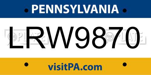 LRW9870 Pennsylvania License Plate