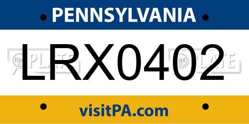 LRX0402 Pennsylvania License Plate