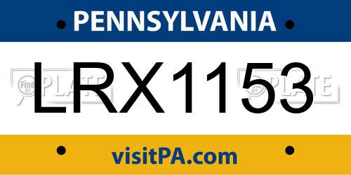 LRX1153 Pennsylvania License Plate