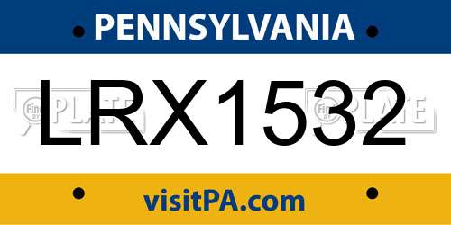 LRX1532 Pennsylvania License Plate