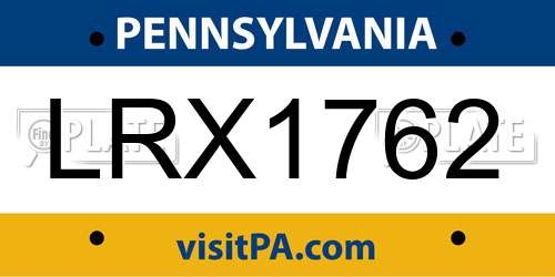 LRX1762 Pennsylvania License Plate