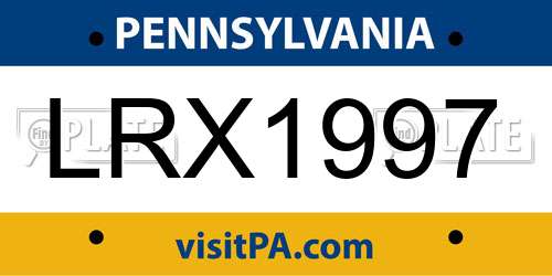 LRX1997 Pennsylvania License Plate