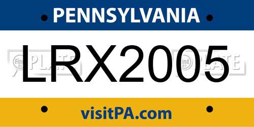 LRX2005 Pennsylvania License Plate