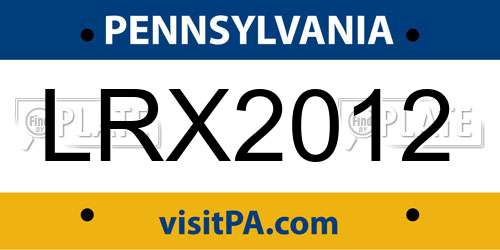LRX2012 Pennsylvania License Plate