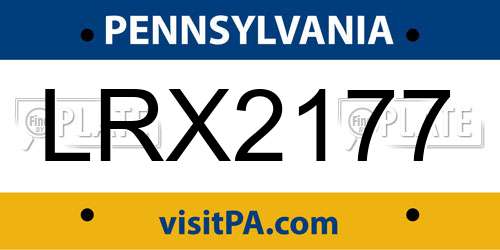 LRX2177 Pennsylvania License Plate