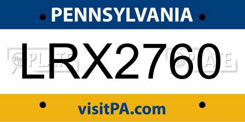 LRX2760 Pennsylvania License Plate