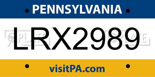 LRX2989 Pennsylvania License Plate