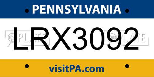 LRX3092 Pennsylvania License Plate