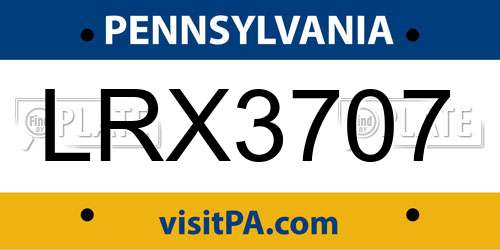 LRX3707 Pennsylvania License Plate