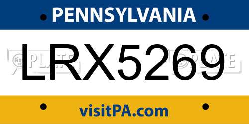 LRX5269 Pennsylvania License Plate