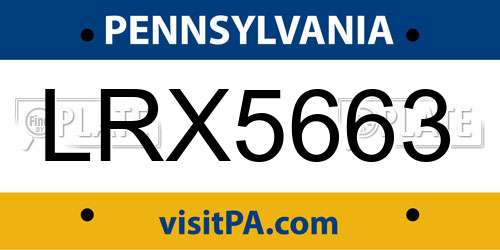 LRX5663 Pennsylvania License Plate