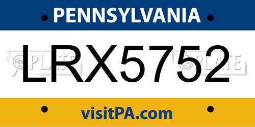 LRX5752 Pennsylvania License Plate