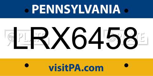 LRX6458 Pennsylvania License Plate