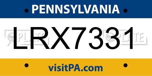 LRX7331 Pennsylvania License Plate