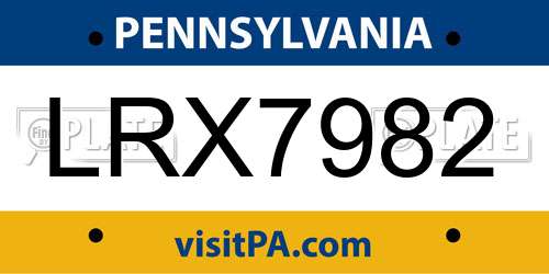 LRX7982 Pennsylvania License Plate