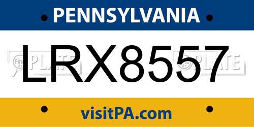 LRX8557 Pennsylvania License Plate