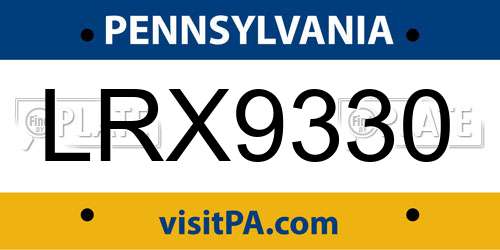 LRX9330 Pennsylvania License Plate