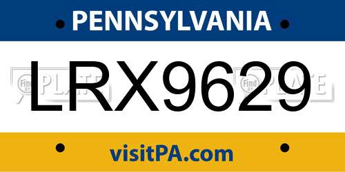 LRX9629 Pennsylvania License Plate