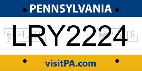 LRY2224 Pennsylvania License Plate