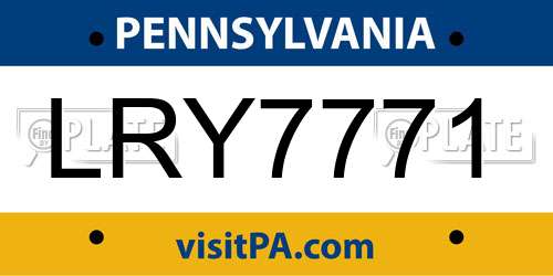 LRY7771 Pennsylvania License Plate