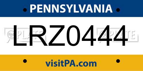 LRZ0444 Pennsylvania License Plate