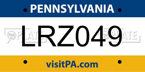 LRZ049 Pennsylvania License Plate