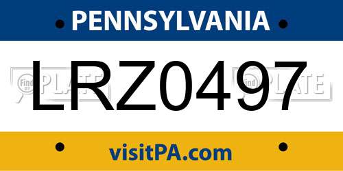 LRZ0497 Pennsylvania License Plate