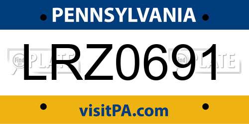 LRZ0691 Pennsylvania License Plate