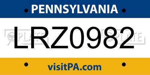 LRZ0982 Pennsylvania License Plate