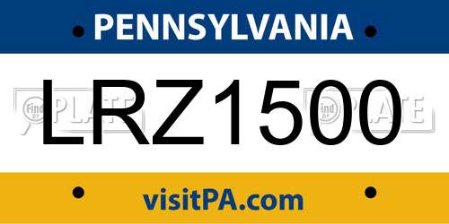 LRZ1500 Pennsylvania License Plate