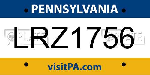 LRZ1756 Pennsylvania License Plate