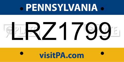 LRZ1799 Pennsylvania License Plate