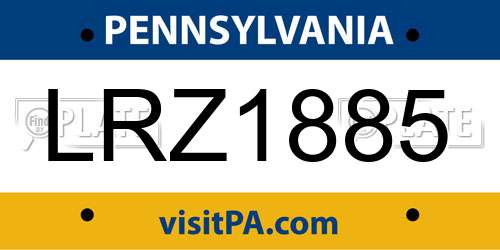 LRZ1885 Pennsylvania License Plate